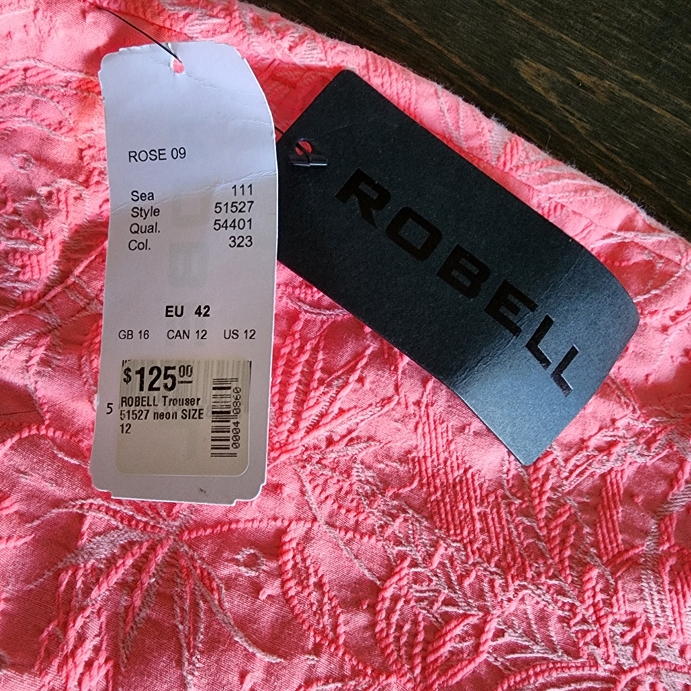 Robell Pink Embroidered Pants, size 12